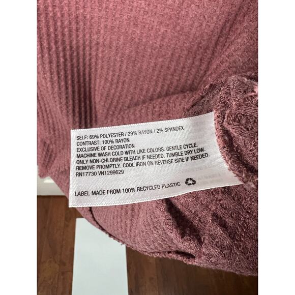 Know Rose Pink Raglan Waffle Knit Boho Top Mixed Print Floral Hippie XXL - Picture 3 of 9